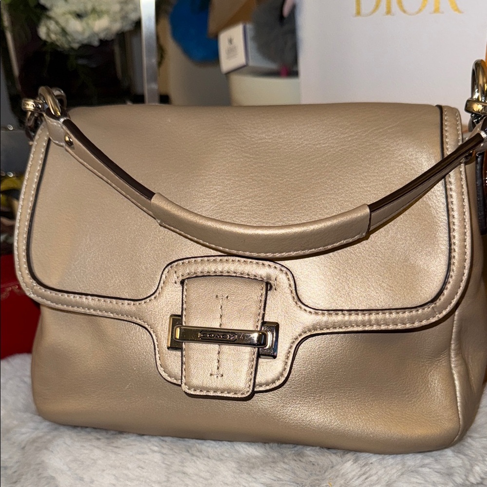 Coach Taylor Gold Leather Hand Bag - Picture 4 of 11